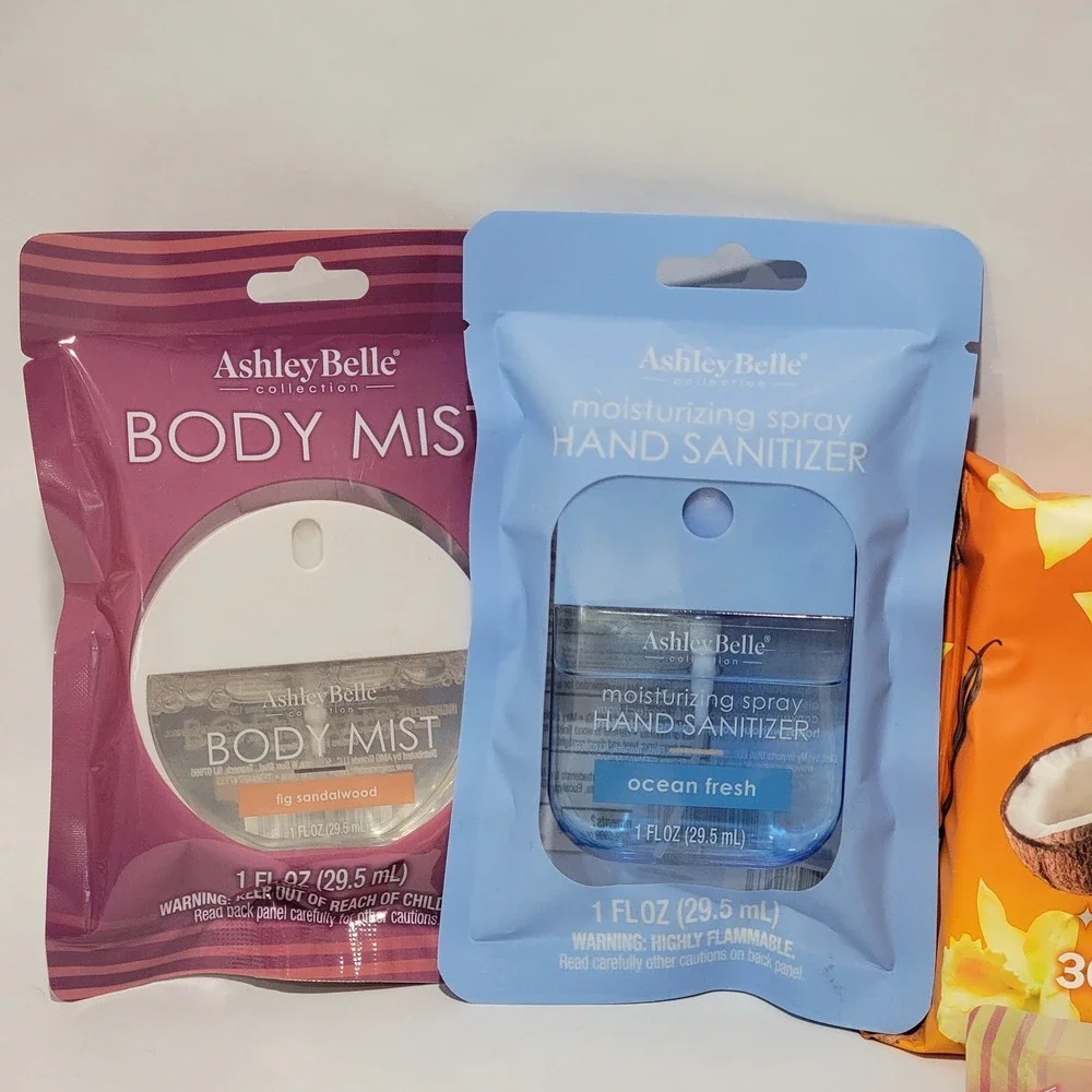 Ashley Belle Collection Hand Sanitizer Body Mist & Wipes 6pc Travel Bundle Set